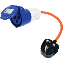 KIRFEE 16amp To 13amp Adapter - 240V - Caravan Hook Up Cable - 3 Pin Plug Mains Electric Hook Up Cable - Heavy Duty Electric Hookup Adapter To Suits