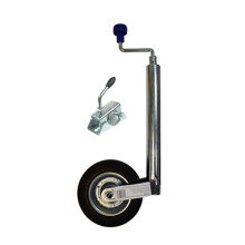 48mm Jockey Wheel and Clamp with Solid Wheel for Trailers and Caravans