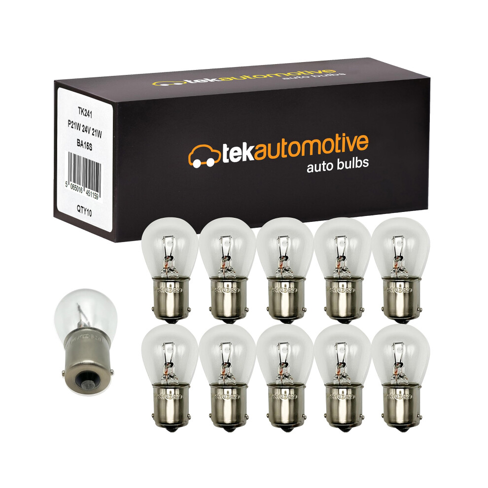 Tek Automotive 241 P21w 24V Bulbs For Lorry Brake Tail Indicator Reverse Fog 24V 21W Ba15s Truck Bulb - Box Of 10 Light 7049285218208