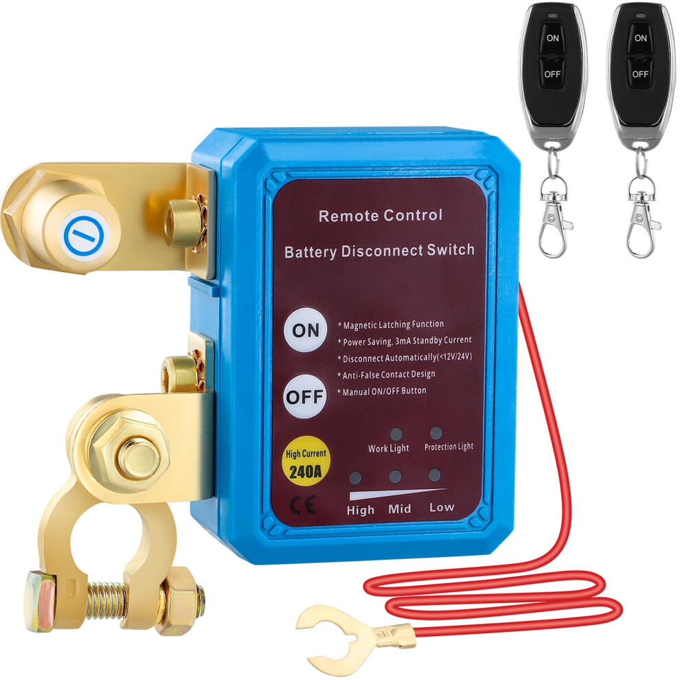 Kill Switch For Car With Remote - 12V 240A Battery Isolator Switch - Car Battery Isolator Anti Theft Switch Prevent Battery Drain With 2 Wireless Rem 92739451