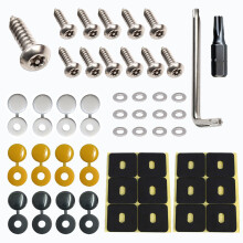 Anti Theft Number Plate Screws Fitting Kit, M4 Stainless Steel car number plate screws and Caps Set - Includes Black