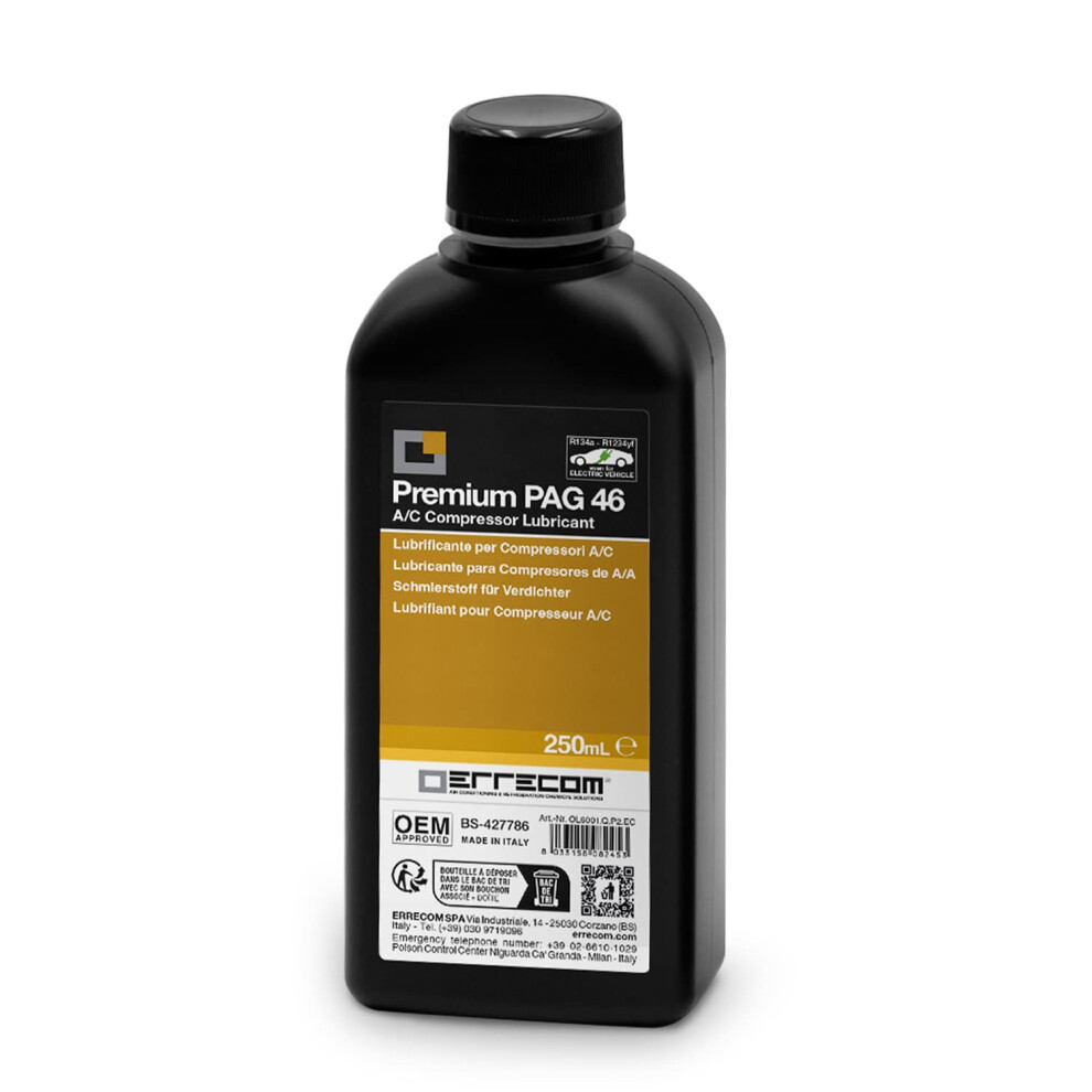 Errecom Pag 46-250 Ml, Vehicle A/C Compressor Oil, Compatible Also With Electric Compressors, Suitable For R134a And R1234yf Refrigerant Gases 5051226448812