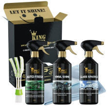 King of Sheen Interior Car Cleaning Kit - Auto Fresh 500ml, Vinyl Shine 500ml and Glass Sparkle 500ml