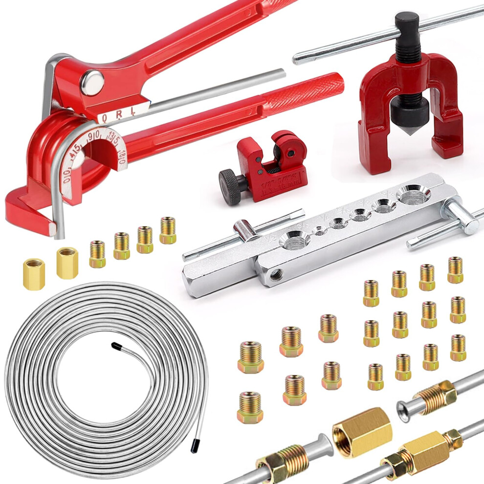 Mxuteuk 26Pack 316 Inch Brake Line Kit Include 25 Ft Zincplated Brake Lines 4262738545253