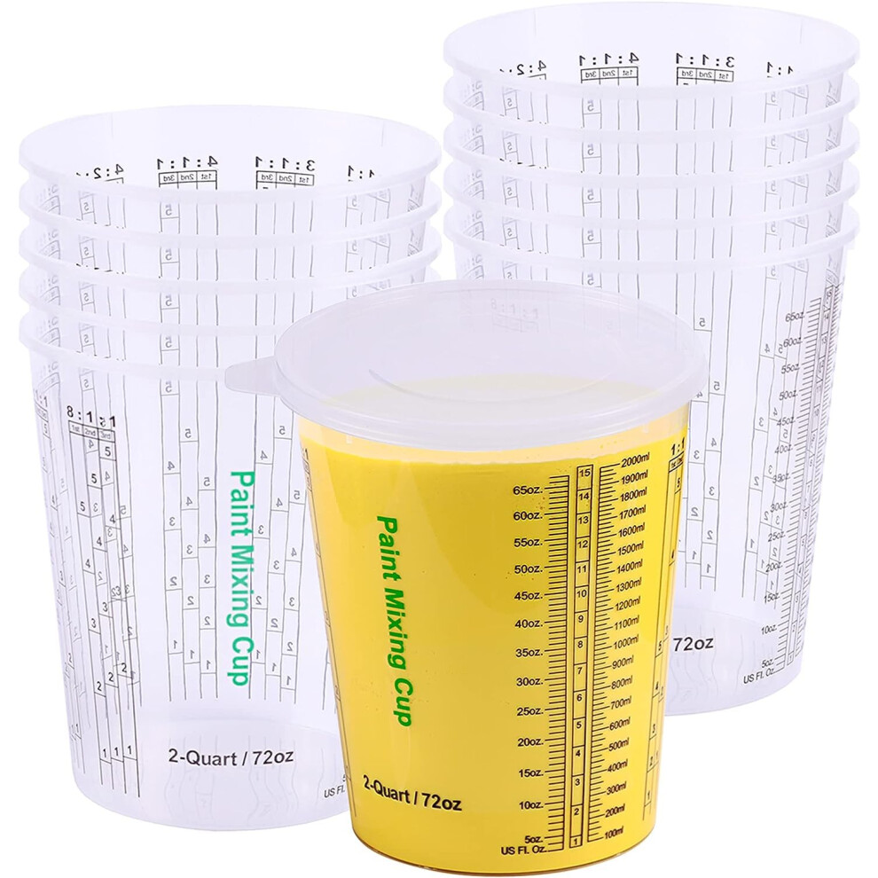 Canopus Paint Mixing Cups For Epoxy And Resin, 72Oz (Pack Of 12) With 3 Lids Graduated Paint Mixing Cups For Automotive And Art Projects 3261303597155