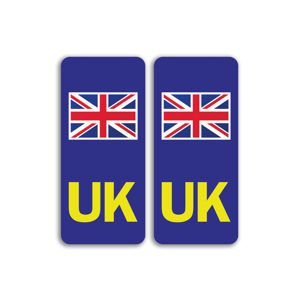 2 X Uk Motorbike Numberplate Vinyl Stickers - Flag Abroad Travel Bike Vehicle Number Plate Europe Sticker - Size 24Mm X 54Mm #81663 5051226434457
