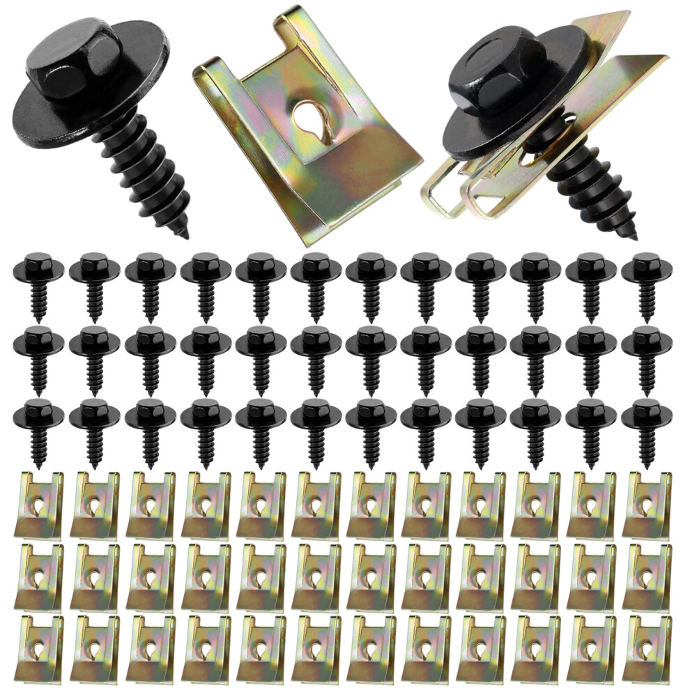 72Pcs Screw And Nut Clip Kit, Amentalove 36 Auto Body Fender Screws And 36 Bumpe 5007770968313