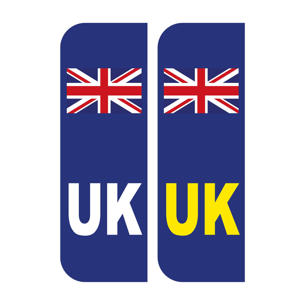 Uk Car Stickers, Uk Flag Reg Plate Self Adhesive Vinyl For Car, Van, Lorry, 104Mm By 36Mm, Pack Of 2 18589443