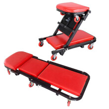 BRIEFNESS Professional 2-in-1 Folding Car Creeper - Garage Mechanic Seat & Roller Trolley with 360 Wheels