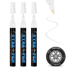 Yooyan Pack of 3 White Car Tyre Pens, Waterproof, High Capacity, Oil-Based Ink, Fine Tip, Permanent Marker for Car, Motorcycle, Tyres, Graffiti