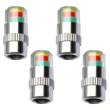 Hopzab 4PCS Car Tire Pressure Monitor Valve Stem Caps with 3 Colors Sensor Indicator, Air Valve Caps for Cars, Motorcycles & Bikes, Anti-theft, Tyre