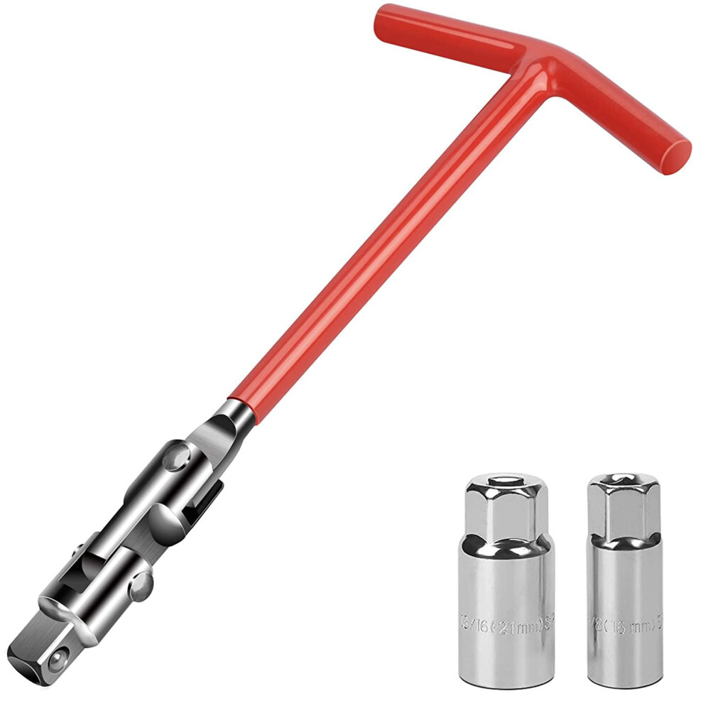 Drado Spark Plug Socket Wrench Set, Spark Plug Removal Tool, Spark Plug Spanner, T Bar Socket Wrench- 16Mm 21Mm- Red 5051226449048