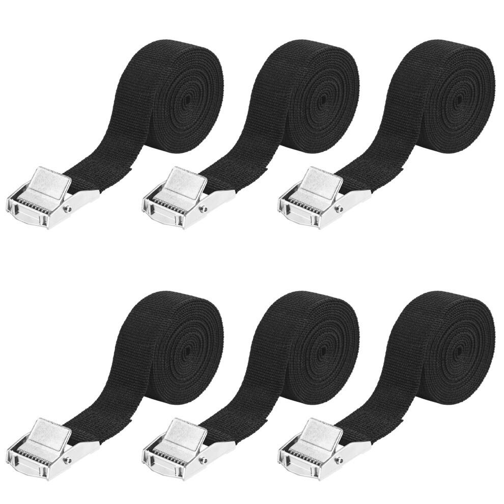 6Pcs Ratchet Tie Down Straps Heavy Duty Lashing Straps 2M X 25Mm Adjustable Tensioning Belts With Quick Release Cam Buckle For Motorcycle Cargo Truck 5008464153442