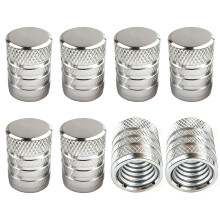 Vexorlian Valve Caps, 8 Pcs Aluminium Tyre Valve Caps with Seal for Stable Tyre Pressure, Universal Dust Caps for Cars, Motorbikes, Bicycles - Silver