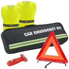 WORKKOOL Emergency Breakdown Kit, Warning Triangle, Safety Hammer, 2x Hi-Vis Reflective Vests, Storage Bag for Car Emergency, Roadside Assistance, MO