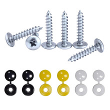 Car Number Plate Screws and Caps Set - 12 Pcs with Black White Yellow Screw Caps and 6 Self Tapping Screws - License Plate Fixing Kit for Car Registr