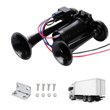 Air Horn 12V 600DB, Universal 12V Dual Trumpet Air Horn Kit, Truck Train Air Horns with Compressor, Double Tube Train Horn, Dual Trumpets for Truck,
