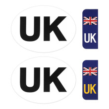 4 Pack UK Car Stickers for Europe, 2 Magnetic UK Badges and 2 Self-Adhesive UK Number Plate Stickers, 180 x 133 mm Waterproof Easy to Attach and Remo