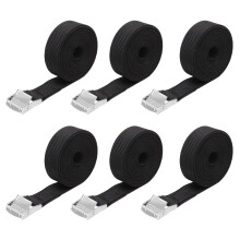 6 Pcs Ratchet Tie Down Straps, 1M x 25mm Heavy Duty Lashing Straps, Black Adjust
