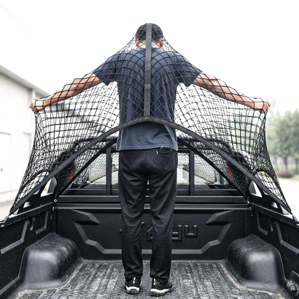 Highly Elastic Cargo Net, Simple Truck Bed Cargo Mesh Organizer, Suitable For Daily Loads Of Trucks, 4'X4' Stretches To 7'X7' Light 5051226540462