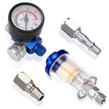 LitOrange 1/4 Line Air Filter & Air Pressure Regulator Combination Tool Kit, Air Compressor Water Trap, Airline Air Compressor Water Trap Filter for