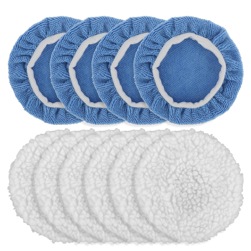 Psyqtsuary 10Pcs Car Orbital Buffer Polisher Pad Car Polisher Pad Bonnet Buffing Pad Cover Wool Buffing Pads Car Polishing Bonnet Buffing Pads For Car Furniture