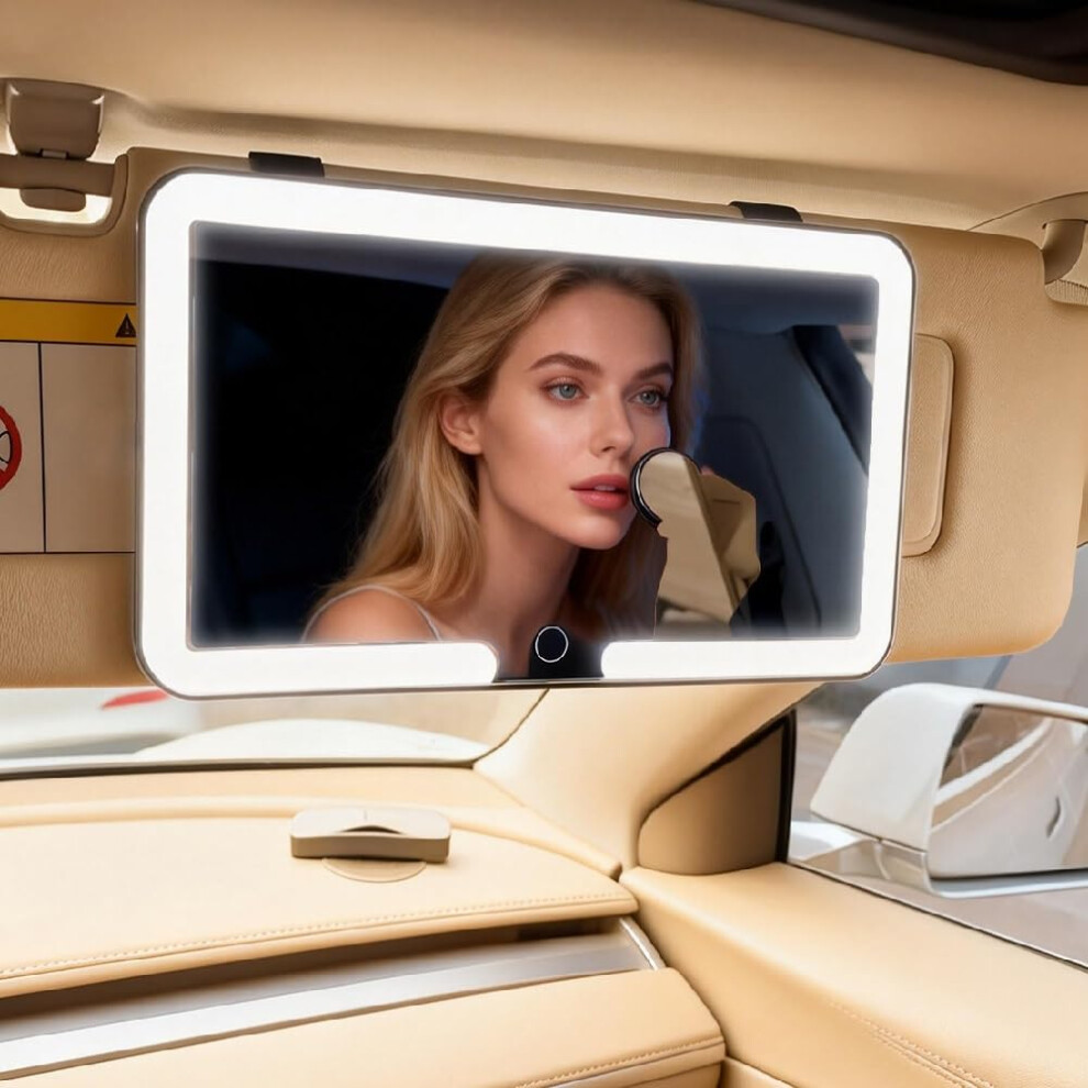Universal Car Sun Visor Vanity Mirror With Led Lights & Touch Dimming - Vamotto Led Rechargeable Makeup Mirror Vanity Mirror For Women, 3 Color Modes 5000741314324