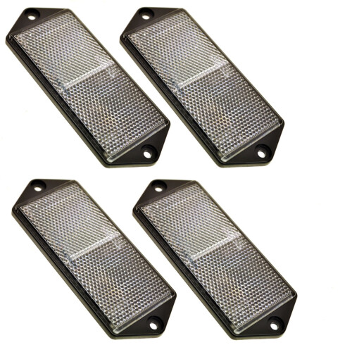 Clear Large Rectangular Front White Reflector Pack of 4 Trailer Fence Post TR070