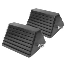 80681 2 Pack Solid Rubber Heavy Duty Wheel Chock with Eyebolt,1 Pair