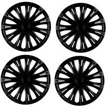 UKB4C 15" 4 x Alloy Look Black Multi-Spoke Wheel Trims Hub Caps Covers Protectors