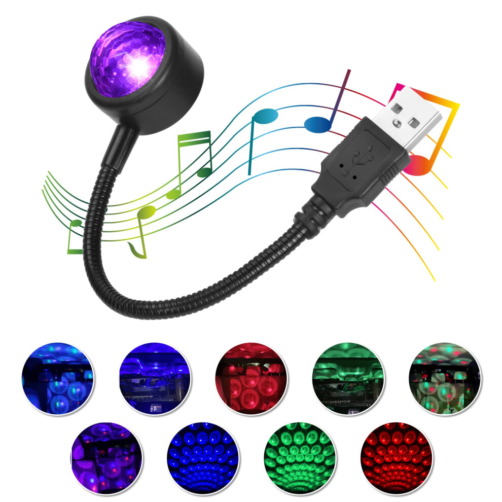 Uraqt Led Roof Atmosphere Usb Sound Activated Star Projector, 3 Colors - 9 Ing Effects, Romantic Decorative For Car/Home/Party - Plug And Light 88765587