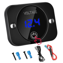 Linkstyle DC 12V 24V Digital LED Voltmeter, Waterproof Battery Voltage Gauge with Touch Switch, Battery Monitor for Car Motorcycle Truck RV Boat