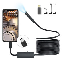 Picache Endoscope Inspection Camera,1920P Borescope 7.9mm IP68 Waterproof Probe,16.4ft with 8 LEDs for iOS/Android (No WiFi Needed)