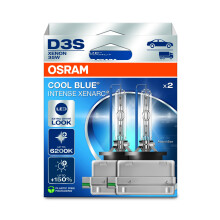 OSRAM XENARC COOL BLUE INTENSE D3S, +150% more brightness, up to 6,200K, xenon headlight lamp, LED look, Hanging folding box (2 lamps)
