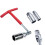 Premium Spark Plug Socket Wrench Set - Red T-Handle Stainless Steel 1