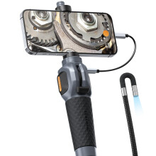 Teslong Two-Way Articulating Borescope with Light, USB-C Endoscope Inspection Camera with 5FT Semi-Rigid Probe, Flexible Snake Scope for Home Repair