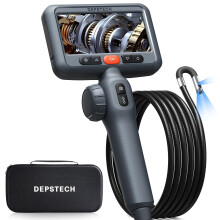 DEPSTECH Dual Lens 210 Two-Way Articulating Endoscope Inspection Camera, 1080P HD Borescope with Light, 4.5'' IPS Screen, 8.5mm Probe, 1.5M Waterpro