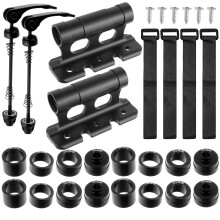 Car Bike Racks Bike Fork Mount, Set of 2 Bicycle Fork Mount Truck Block,16 Removable Fittings M5x100mm, M12x100mm, M15x100mm, M15x110mm (Black,2-pack