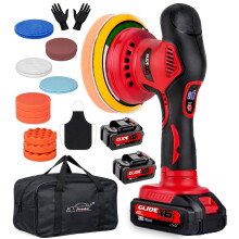Xtremeauto Glide X6 Cordless Dual Action Car Polisher Kit – 21V Brushless Buffer & Waxing Machine with 2 Batteries, Variable Speed Orbital Polishing