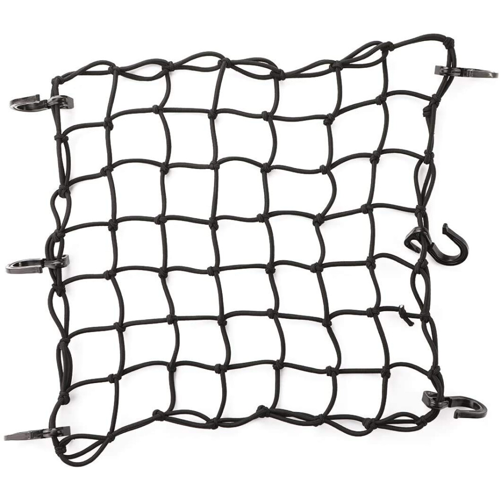 Czc Auto 38X38cm Black Latex Bungee Cargo Net Strech To 76X76cm, Gear Helmet Luggage Netting With 5X5cm Small Mesh And 6 Adjustable Plastic Hooks For 78380868