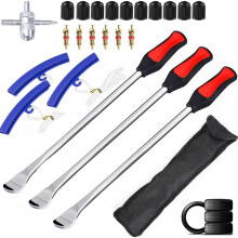 YINGJEE 14.5inch Tire Spoons Motorcycle, Dirt Bike Tire Spoon Set, Professional Tire Changing Spoons Lever Iron Tool Kit with Durable Bag & 3 Tire