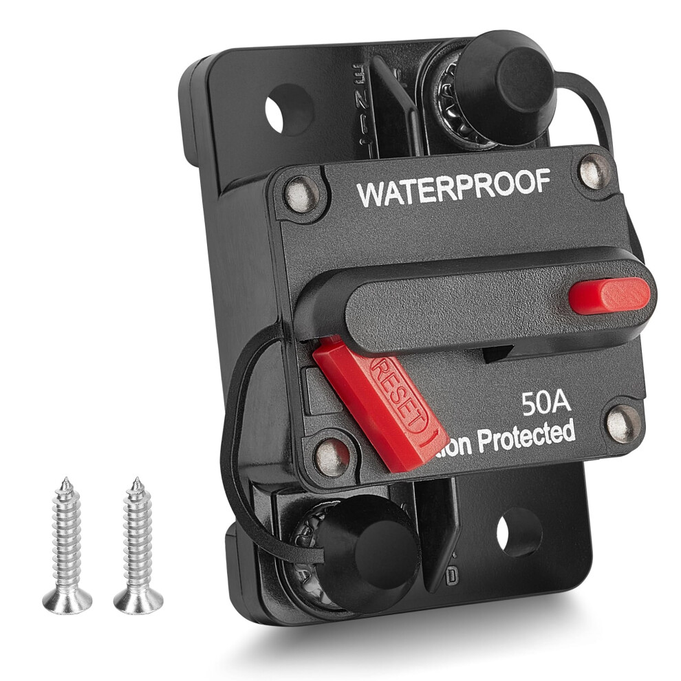 Red Wolf Car Circuit Breaker 50 Amp 12V-48V Switchable Power Reset Inline Fuse Thermal Battery Holder Audio Protection For Marin Rv Caravan Trailer 5051226493799