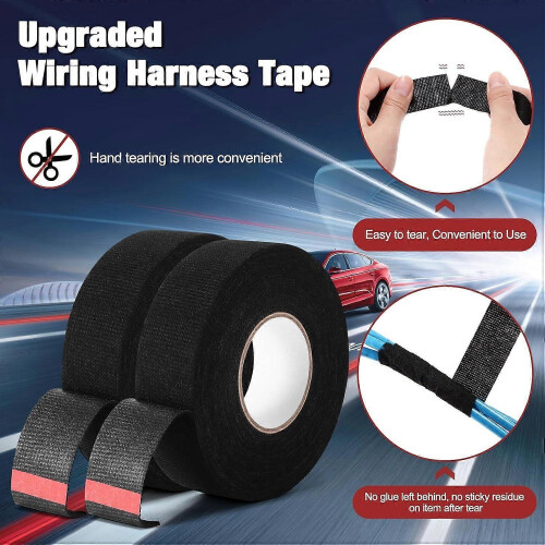 Wire Harness Tape High Temp Cloth Electrical Tape, 2 Pack Fabric Adhesive 2