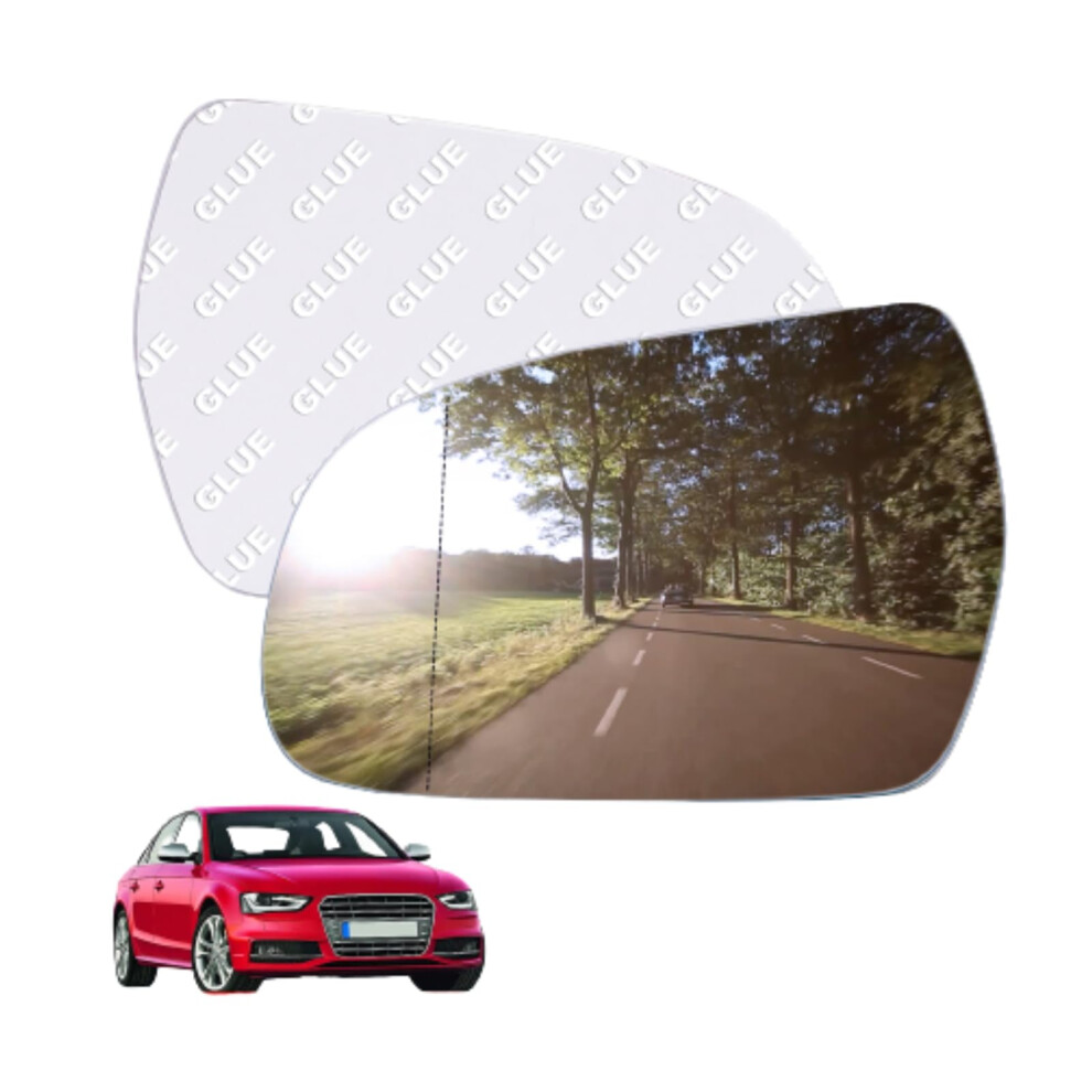 Autoxbert Wing Mirror Glass Left Side Convex Fit For Audi A4 2010 2011 2012 2013 2014 2015 Passenger Side Stick-On With Blind Spot 32757064
