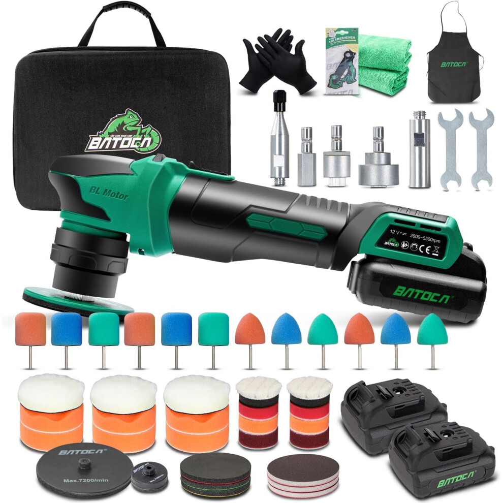 Batoca S4 Cordless Mini Car Polisher Buffer Machine Rotary & Dual Action Polishing Machine Small Sander For Car Detailing With 2X 12V 2.5Ah Battery 1 16908253