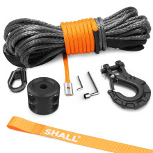 SHALL Towing Straps & Ropes, 1/4"X50 FT(7.6mmX15 M) long Synthetic Winch Rope,5 Ton (10,000Lbs)