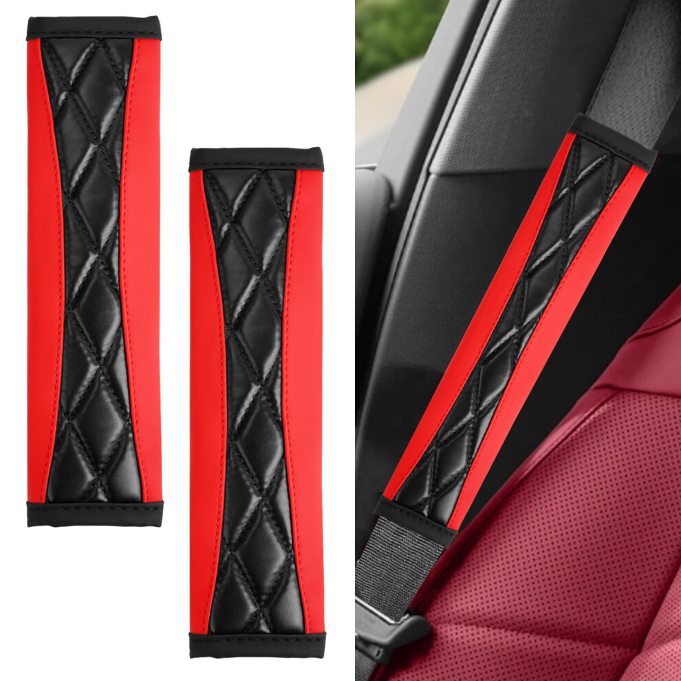 2Pcs Car Seat Belt Cover Pad,Soft Leather Seatbelt Covers For Car,Seatbelt Shoulder Strap Protector,Vehicle Shoulder Pad Cushions,Universal Auto Safe 53068705