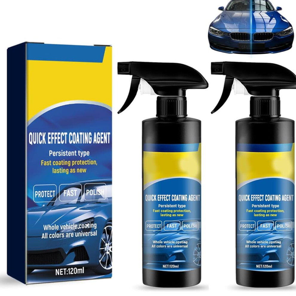 2Pcs Rapid Ceramic Coating Spray Hydrophobic,3 In 1 High Protection Quick Effect Coating Agent,Ceramic Coating Car Wax,Car Coating Spray For Shine 5051226523861