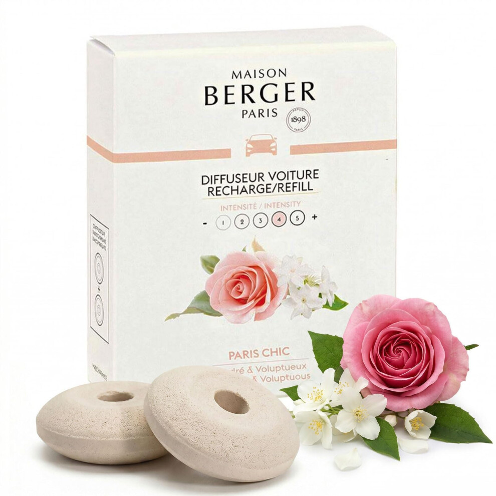 Maison Berger Luxury Car Diffuser Refill Set Paris Chic Â Pack Of 2 Ceramic Refills, 4-6 Week Passive Diffusion, Made In France 77433503