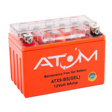 ATX9-BS - Atom Gel Motorcycle Battery Factory Sealed 12V 9Ah
